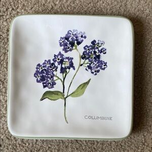 Columbine Floral Square Plate